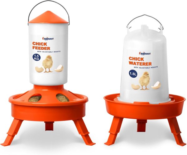 Chick Feeder Waterer Eggluuz Adjustable Orange-0