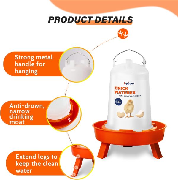 Chick Feeder Waterer Eggluuz Adjustable Orange-2