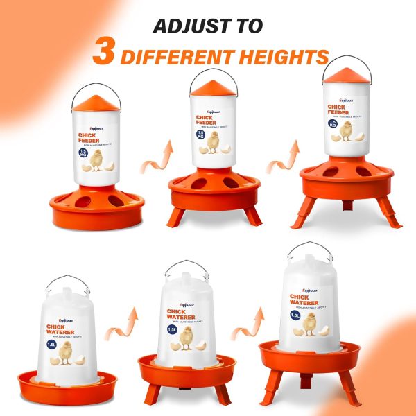 Chick Feeder Waterer Eggluuz Adjustable Orange-4