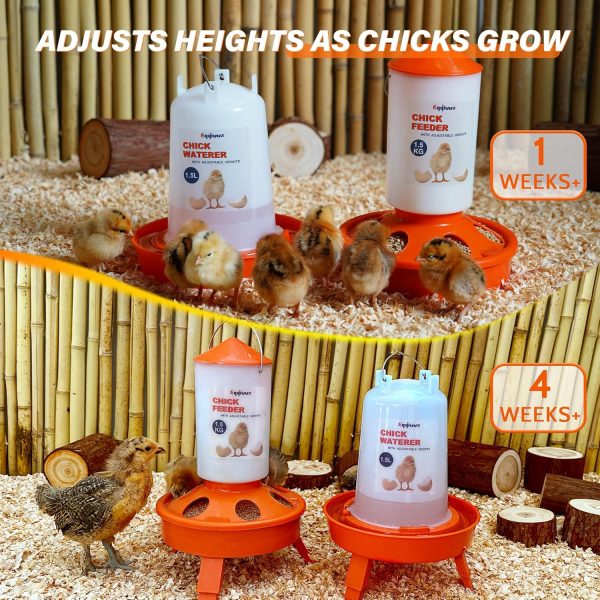 Chick Feeder Waterer Eggluuz Adjustable Orange-6