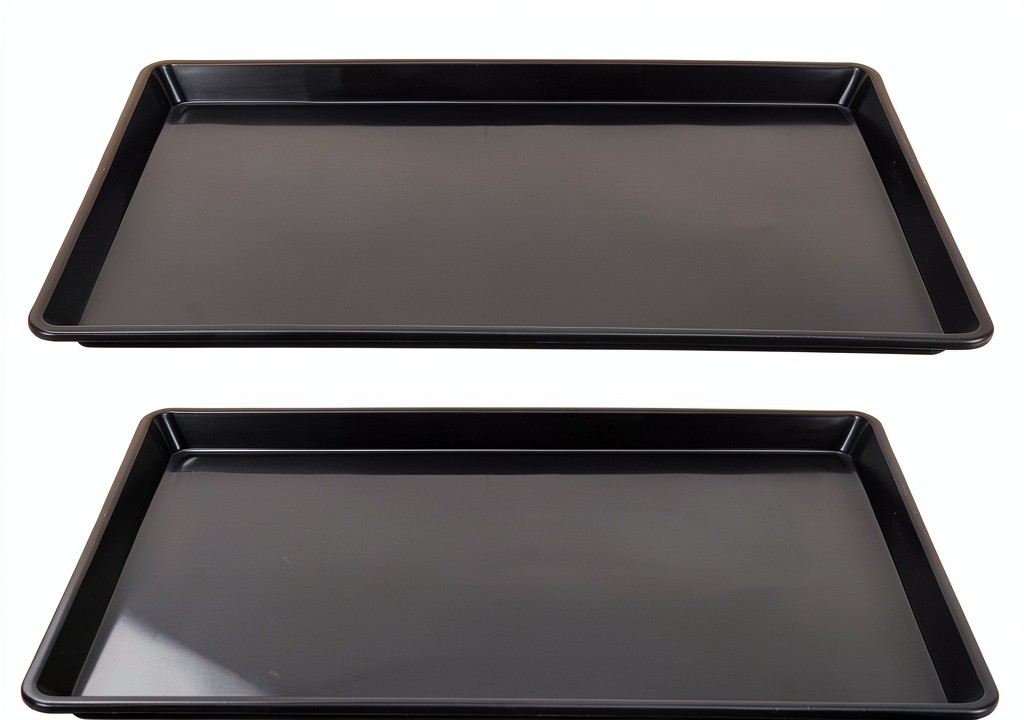 Installing Alipis Plastic Dog Crate Tray Leakproof Replacement Pan on a wooden desk