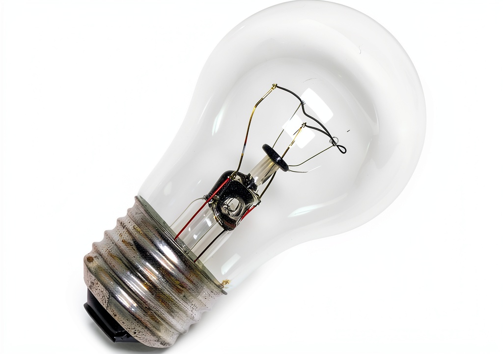 'GE A15 incandescent bulb displayed on a kitchen counter'