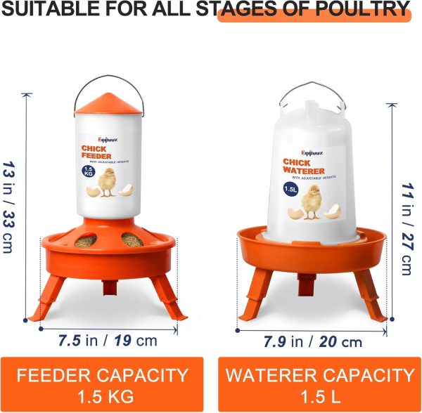 Chick Feeder Waterer Eggluuz Adjustable Orange-5